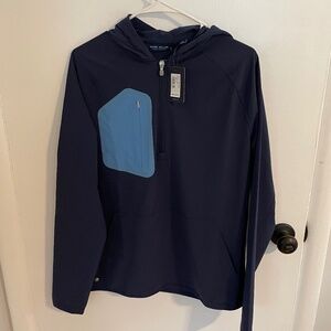 NWT Peter Millar Crown Crafted Flex Adapt 1/4 Zip Hoodie in Navy (Size M & XL)